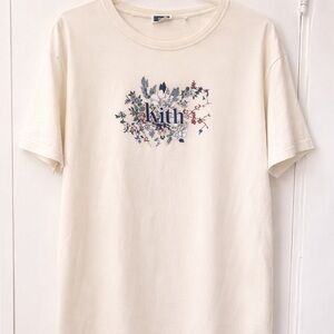 Kith Cream Tee with Blue and Red Floral Logo
